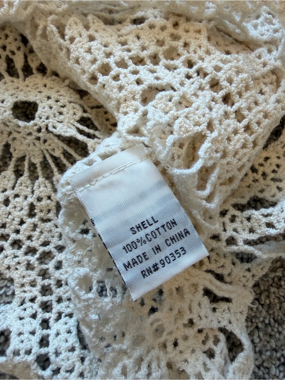 Women’s Rebellion Crochet Lace Long Sleeve Cream Crop Top- Size Medium - Picture 5 of 5